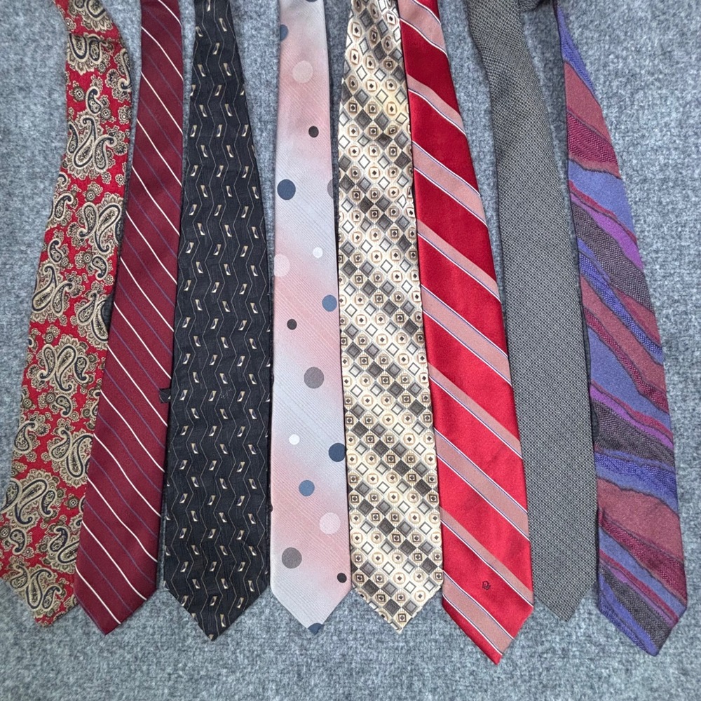 Lot of 8 Designer Silk Tie Christian Dior Liberty of London Oleg Cassini Silk